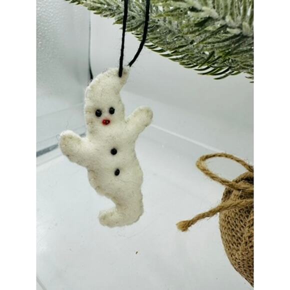 Handmade Felt Pumpkin Scarecrow Ornament Halloween Decor with Ghost - Picture 4 of 8